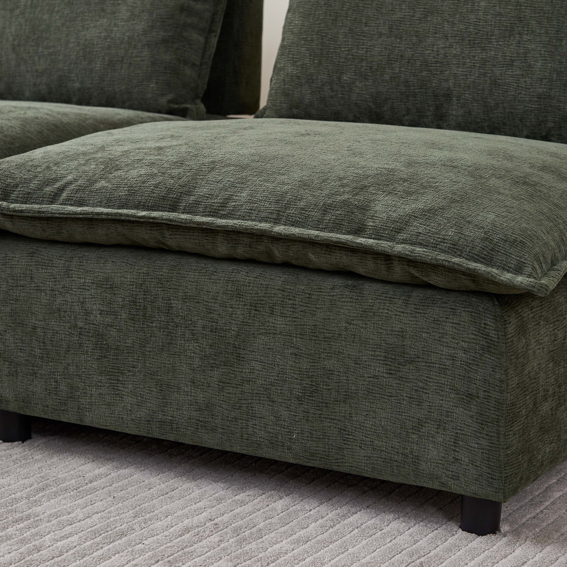 Modern 2 Seater Armless Sofa Couch For Living Room Modular Design, Ultra Soft Chenille Fabric, Easy Assembly, Sturdy Frame, Stylish And Comfortable Perfect For Apartments Green Foam Chenille 2 Seat