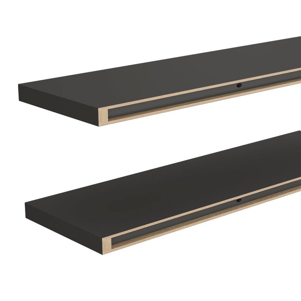 Floating Shelf Lyle, Living Room, Matt Gray Matte Gray Particle Board Engineered Wood