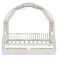 Twin Size Bed With Arched Roof And 2 Drawers, White Twin White Plywood