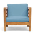 Oana Club Chair Pecan Blue Acacia Wood