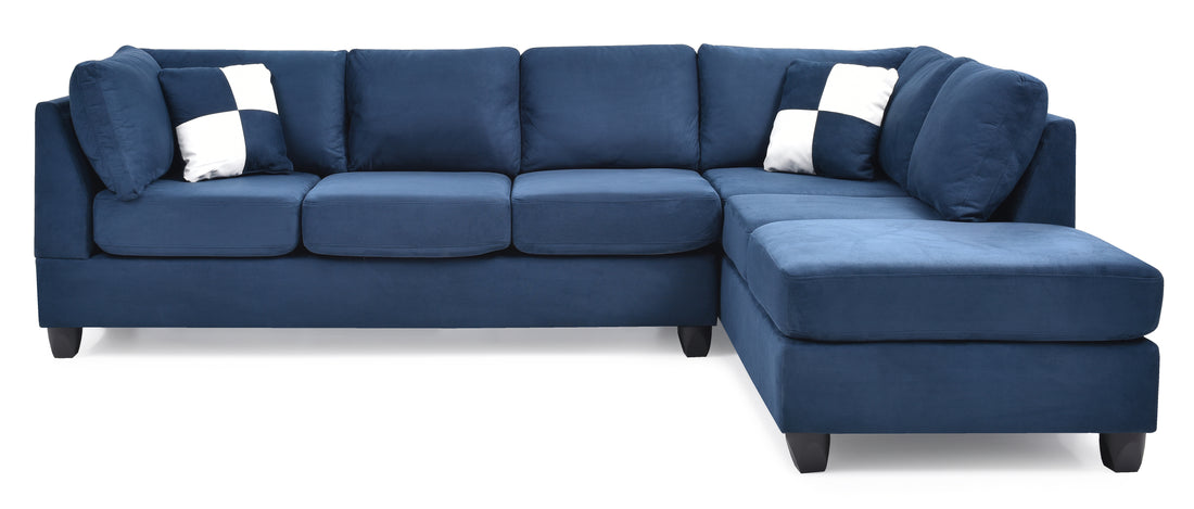 Malone G630B Sc Sectional Without Ottoman Navy Blue Navy Blue Foam Microfiber 3 Seat