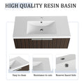 36 Inch Bathroom Cabinet With Resin Sink,Soft Close Doors,Float Mounting Design Silver Brown Stripe Bathroom Modern Plywood Plywood