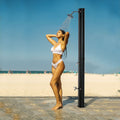 Outsunny 7Ft Outdoor Solar Heated Shower With 360 Rotating Shower Head, Foot Shower Faucet, Temperature And Pressure Adjustable, Holds 9.2 Gallons For Backyard Pool Black Plastic