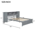 Full Size Platform Bed With Storage Headboard And Lockers, Gray Full Box Spring Not Required Gray Wood Bedroom Solid Wood Mdf