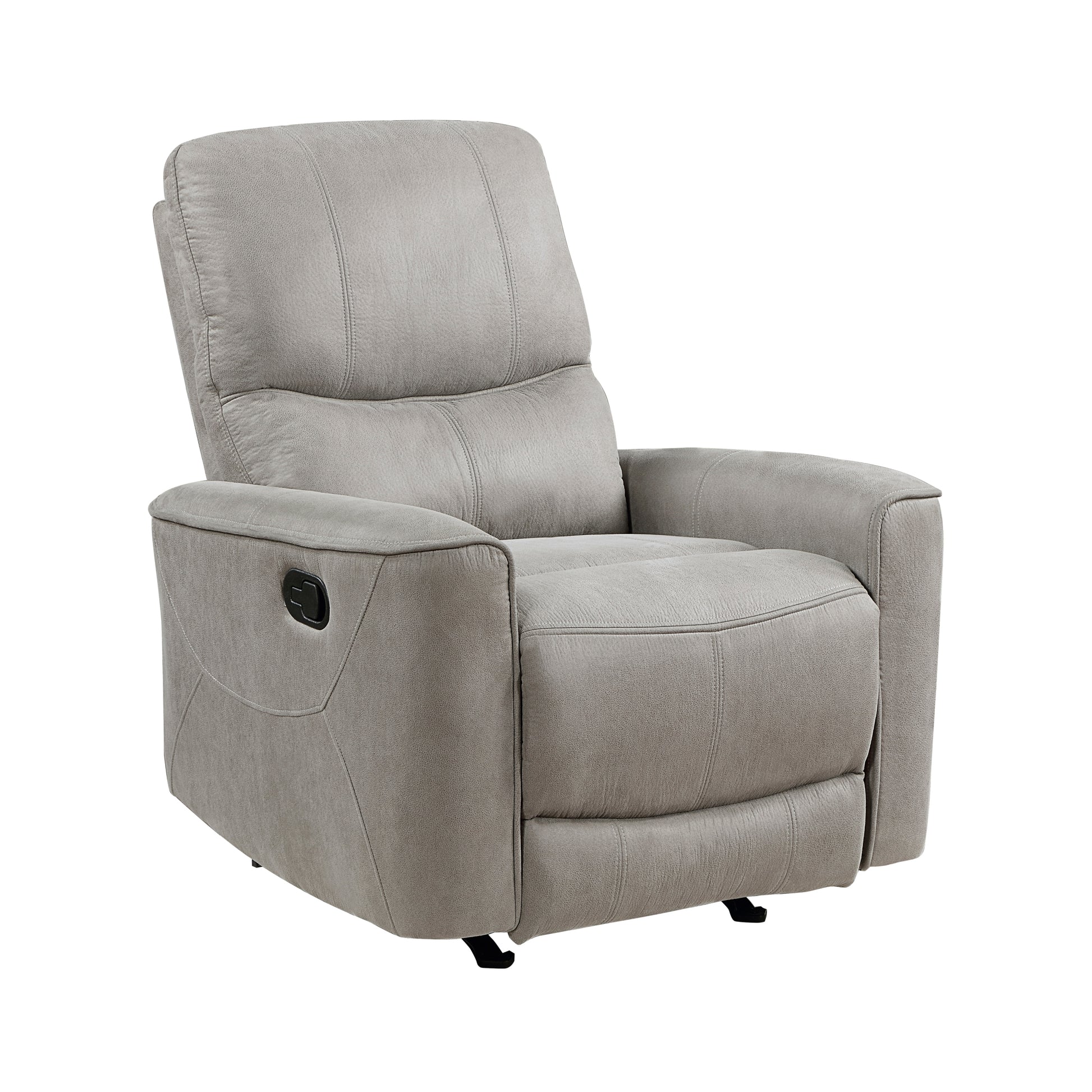 Modern Transitional Style Rocker Reclining Chair 1Pc Gray Polished Microfiber Living Room Furniture Gentle Rocking Motion Gray Microfiber Primary Living Space Modern,Transitional Solid Wood