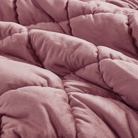 3 Piece Comforter Set King Pink Polyester