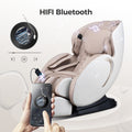 Bosscare 3D Zero Gravity Massage Chair,Full Body Shiatsu Recliner With App Beige Beige Gold Leather Leather