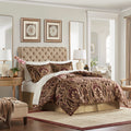 4 Piece Comforter Set Burdy Queen Multicolor Polyester