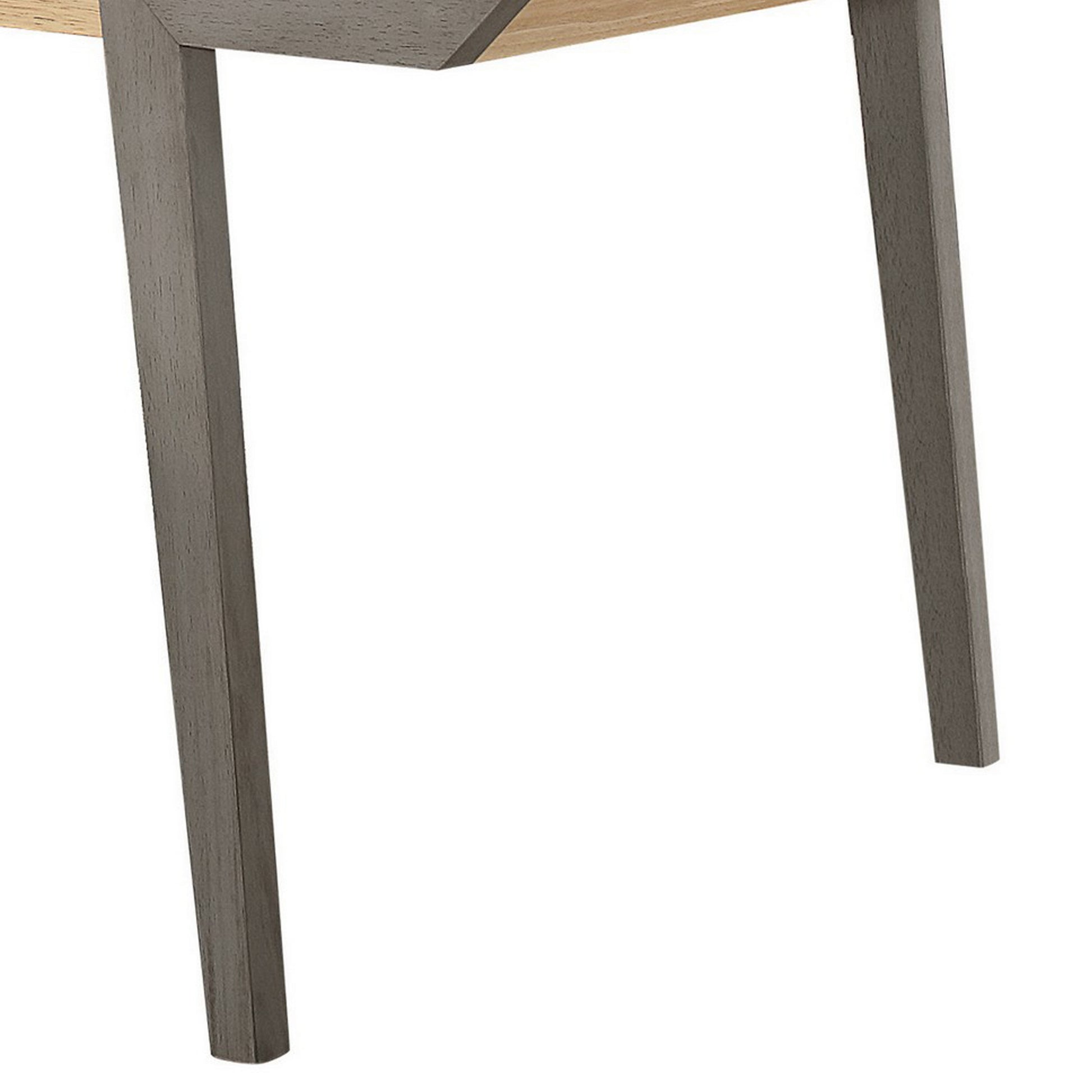 71 Inch Dining Table, Natural Brown Top, Farmhouse Style, Gray Flared Legs Brown Wood