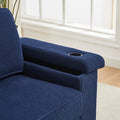 86.5 Inch Sofa Couch Deep Seat Sofa With Two Storage Spaces, T Pyce Charging Portsusb Charging Ports & 2 Cup ,Corduroy 3 Seater Couch, Modern Sofas For Living Room Blue Foam Corduroy 3 Seat
