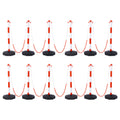 12 Pack Traffic Delineator Post Cones With Fillable Base, Adjustable Plastic Safety Barrier With 5Ft Plastic Chain, Outdoor And Indoor Crowd Control Stanchion For Traffic Control And Warning W R White Red Plastic