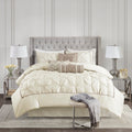 7 Piece Tufted Comforter Set Ivory Full Full Ivory Polyester