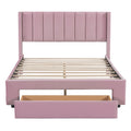 Full Size Storage Bed Velvet Upholstered Platform Bed With A Big Drawer Pink Old Sku:Wf296850Aah Full Pink Velvet