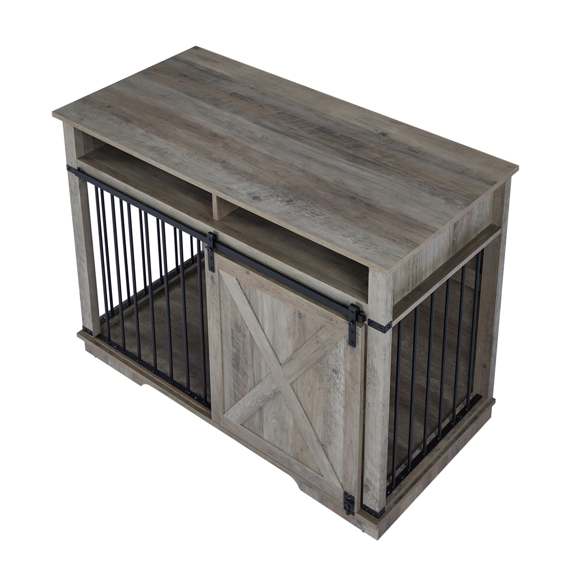 Wf005 Gw,The Dog Cage Has A Large Space Gray Linen