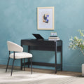 Transitional Reeded Lift Top Desk With Drawer Black Black Mdf Mdf