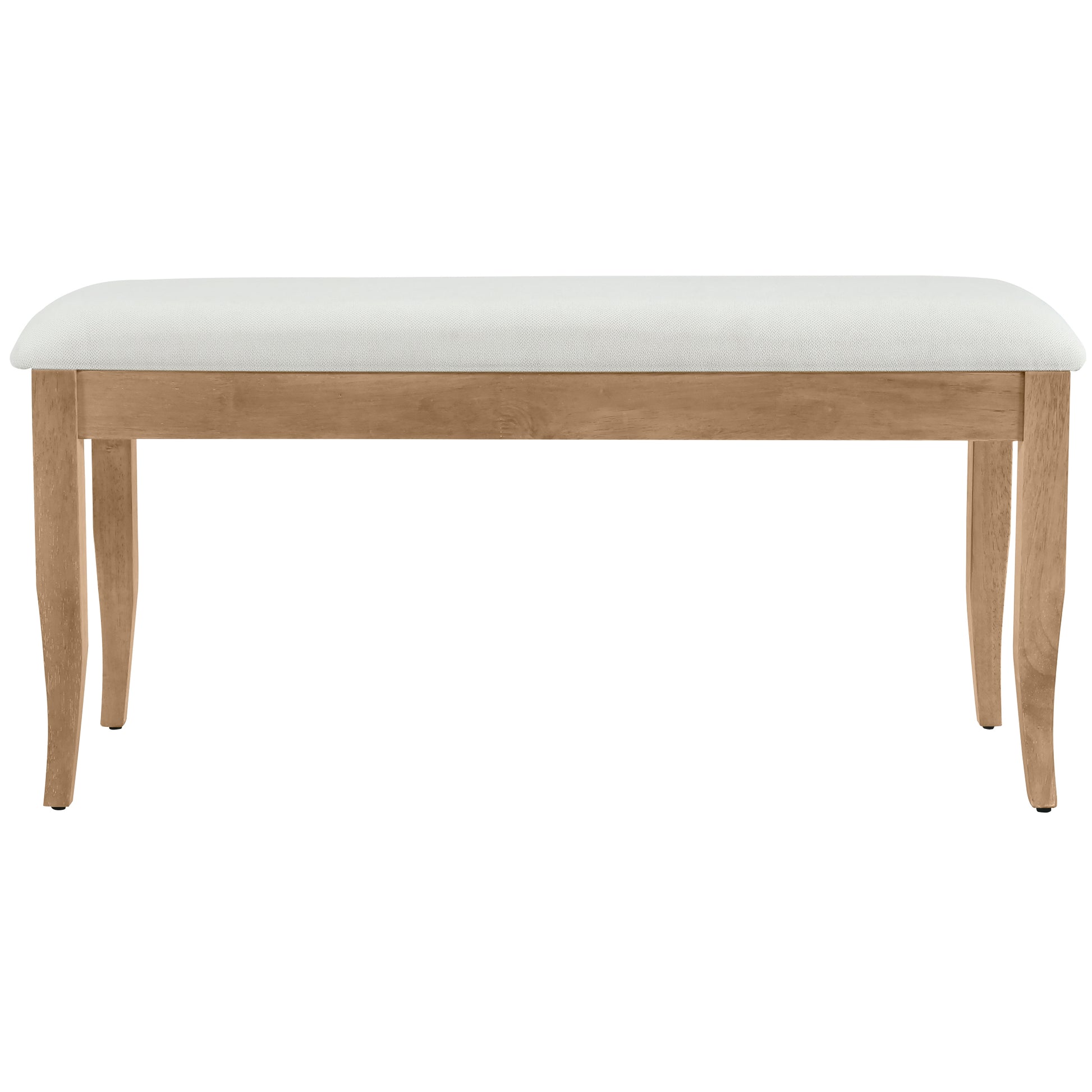 Retro 6 Piece Trestle Dining Table Set With Upholstered Dining Chairs And Dining Bench, Smooth Dining Backs For Dining Room, Living Room, Kitchen, Natural Upholstered Chair Wood Natural Beige Seats 6 Wood Dining Room Solid Wood Rubberwood Trestle