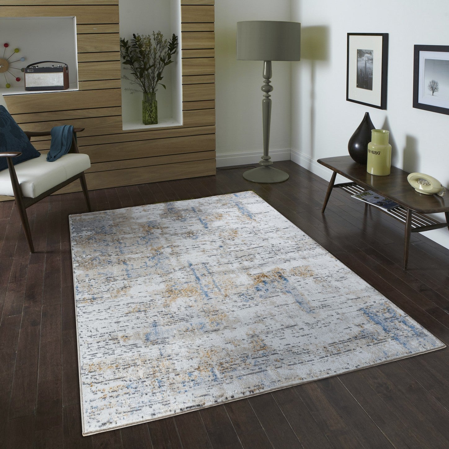 Textures Gc Art2005 Multi 7 Ft. 10 In. X 9 Ft. 10 In. Area Rug White Polyester