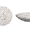 Decorative Metal Tray With Mesh Design And Ball Support,Gold And Black Gold Metal