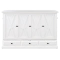 Solid Pine Murphy Bed Chest Cube Cabinet Bed With Charging Station And Large Storage Drawer For Home Office Or Small Room,Queen,White Box Spring Not Required Queen White Wood White Pine Murphy Solid Wood Mdf