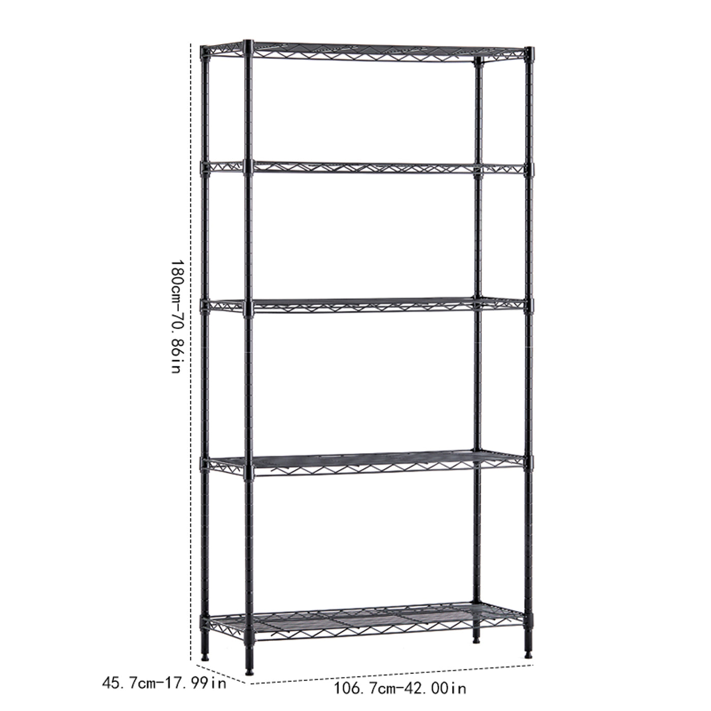 Wire Shelving Metal Storage Rack Adjustable Shelves, Standing Storage Shelf Units For Laundry Bathroom Kitchen Pantry Closet Black, 42L X 17.99W X 71H Black Primary Living Space Metal Adjustable Shelves Metal