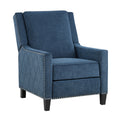 Modern Home Furniture Reclining Chair 1Pc Blue Textured Fabric Upholstered Trim Solid Wood Frame Self Reclining Motion Chair Blue Polyester Wood Modern Solid Wood