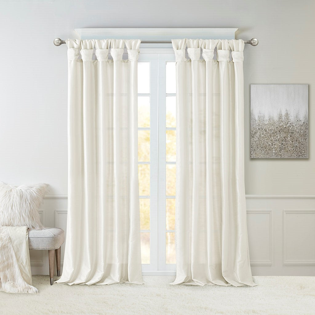 Twist Tab Lined Window Curtain Panel Only 1 Pc Panel White Polyester