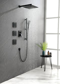 Wall Mounted Shower System In Matte Black With Shower Head, Handheld Shower, 3 Body Jets Matte Black Brass Brass