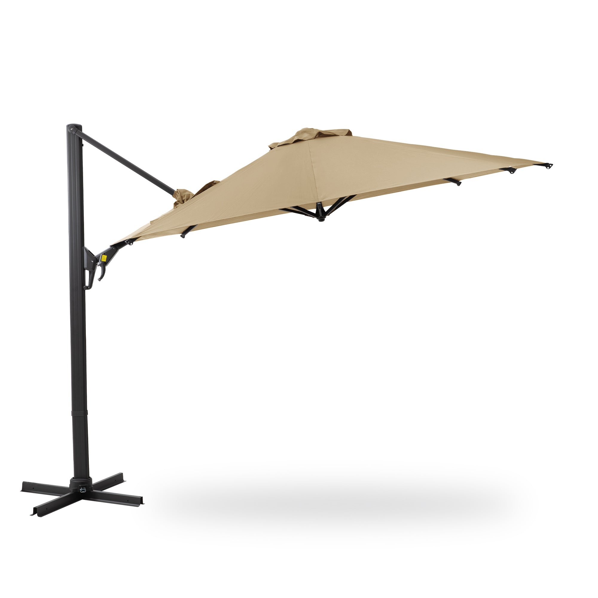 11 Ft Cantilever Patio Umbrella, Round Outdoor Offset Umbrella With 360 Rotation & Tilt Adjustment Without Base Khaki Khaki Fabric