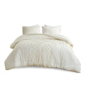 3 Piece Cotton Duvet Cover Set King Off White Cotton