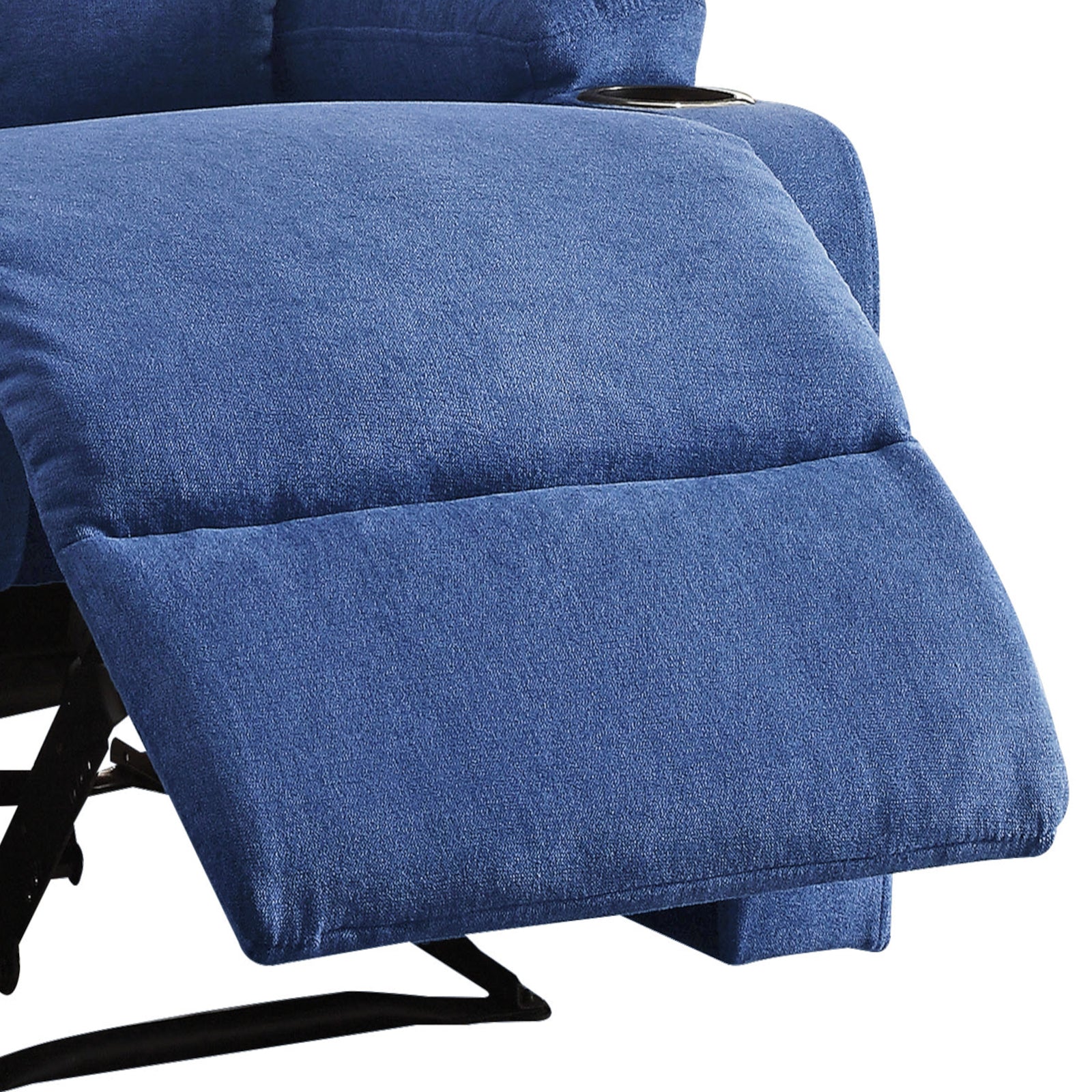 Blue Recliner With Cup Holder Blue Linen Manual Handle Metal Primary Living Space Tight Back Handle Pillow Top Arms Fabric Metal