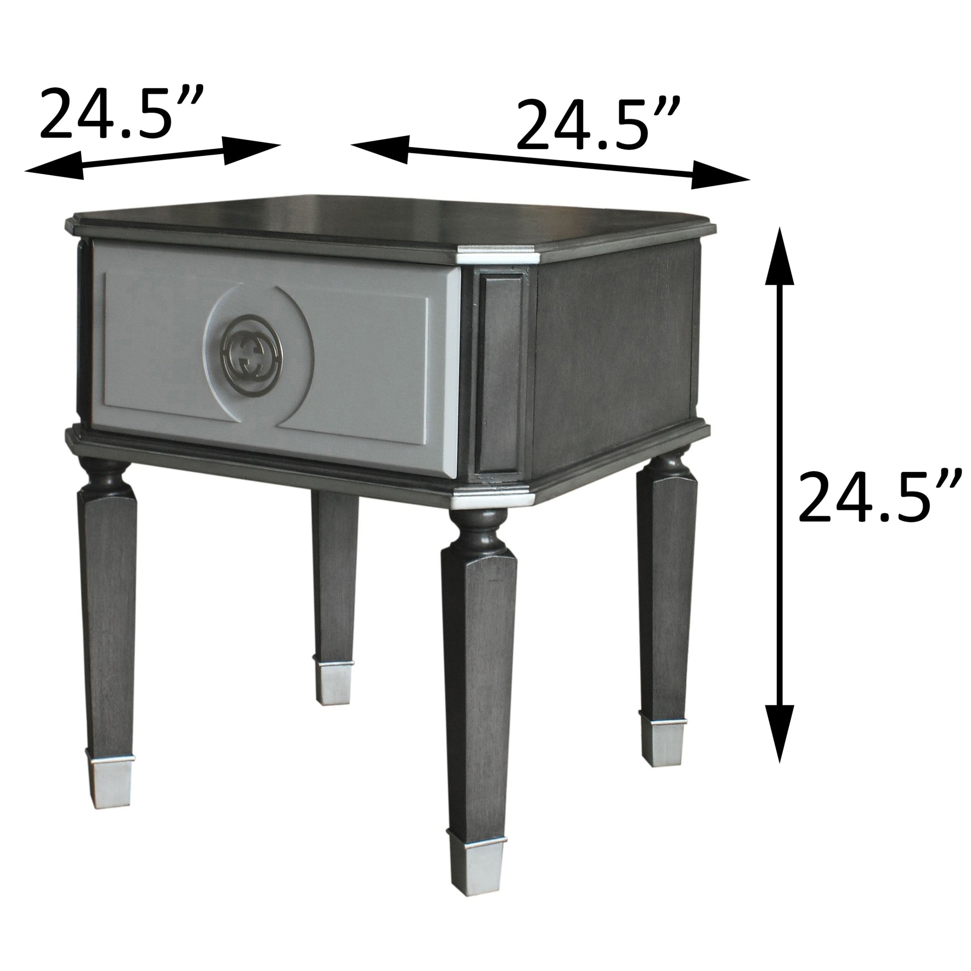 Charcoal And Light Grey End Table With 1 Drawer Charcoal Grey Primary Living Space Modern Drawers Wood