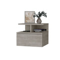 Augusta Floating Nightstand With 2 Tier Shelf And 1 Drawer Gray 1 Drawer Bedroom Contemporary Pine Shelving Pine Particle Board Engineered Wood