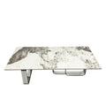 Rectangular Coffee Table With Sintered Stone Top, Silver Metal Frame, For Living Room Silver Modern Open Storage Rectangular Sintered Stone,Stainless Steel