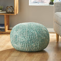 Deon Knitted Pet Yarn 20 X 20 Round Pouf Aqua Pet