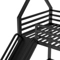 Twin Over Twin House Bunk Bed With Ladder And Slide,Black Twin Black Metal