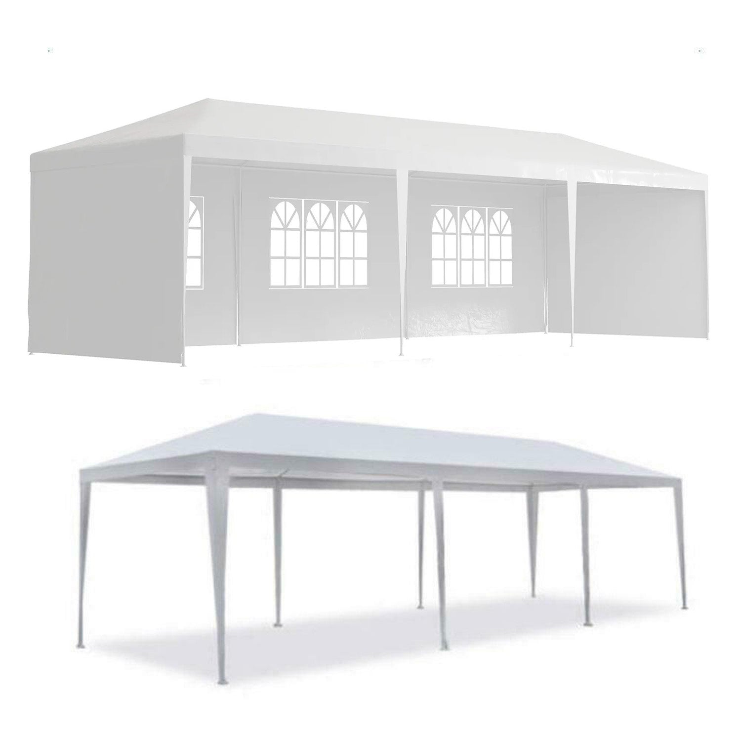 10X30' Outdoor Garden Gazebo Wedding Party Tent Canopy Marquee With 5 Removable Sidewalls White Metal