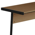 Oak And Black L Shape Computer Desk Black Brown Computer Desk L Shape Desk Wood Metal Sled