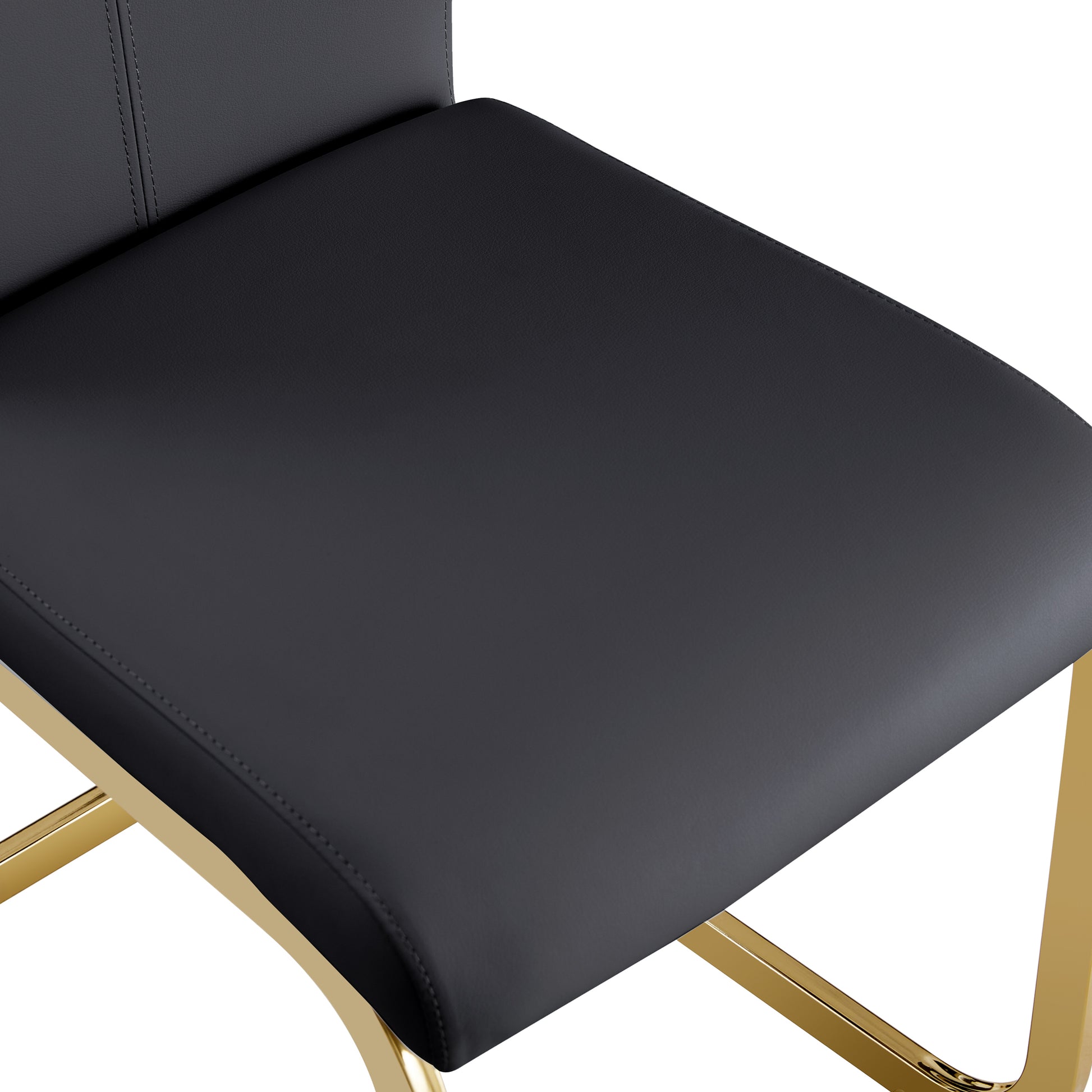 Table And Chair Set, White Imitation Marble Texture Glass Tabletop, Black Mdf Table Legs, Stable And Beautiful. Modern Simple Dining Table, Comfortable Seating. White Black Seats 4 Mdf Glass