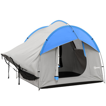 Outsunny Suv Tent, 2000Mm Waterproof Truck Tent With 3 Doors And Mesh Window, For 5 6 Person Camping Outdoor Travel, 7.5' L X 6.9' W X 6.9' H, Gray And Blue Grey Blue Polyester