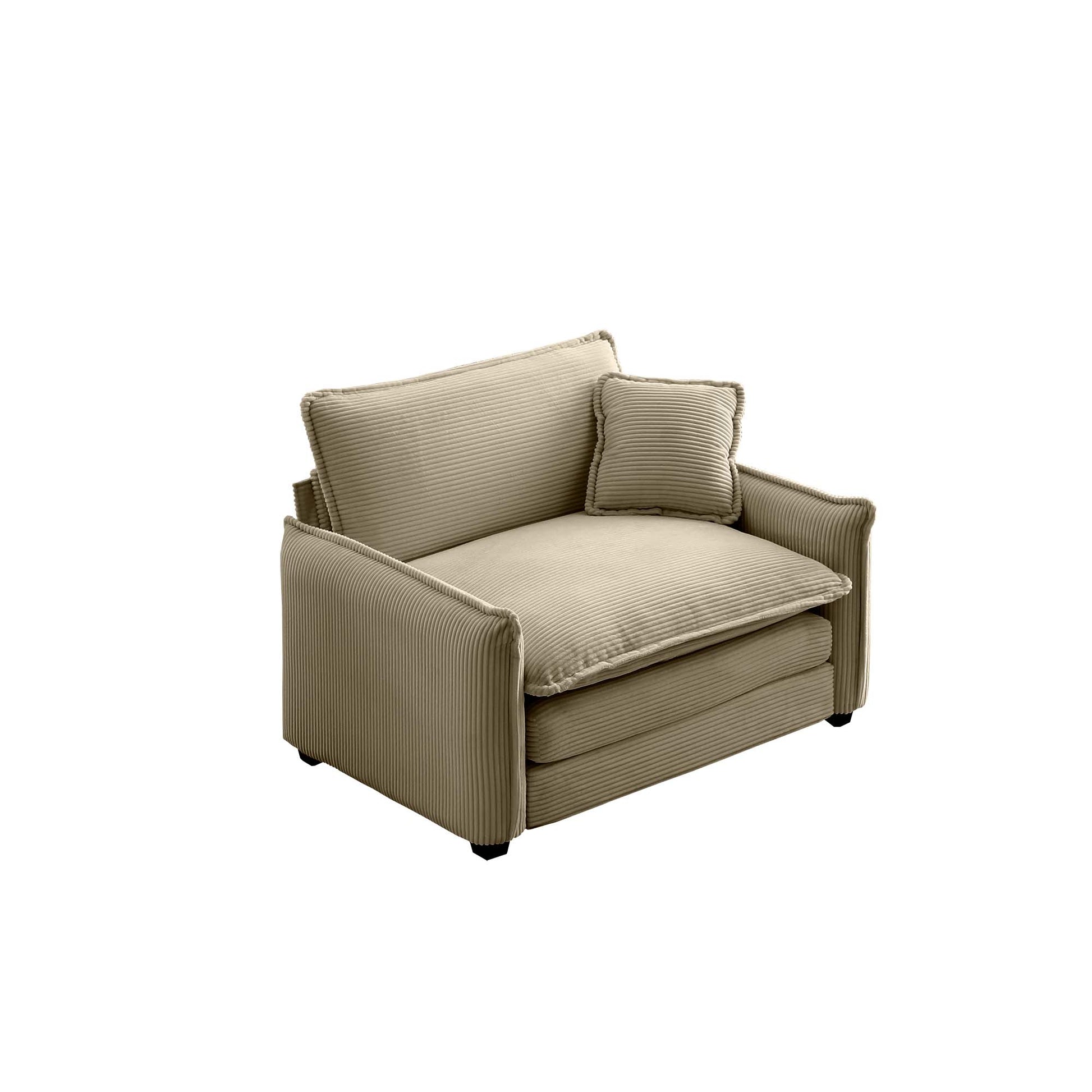 Comfortable Single Deep Seat Sofa With One Pillow, Suitable For Living Room And Bedroom, Club Multiple Occasions,Came Corduroy Camel Corduroy 1 Seat