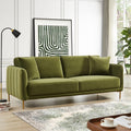 Danton Olive Green Velvet Sofa Gold,Light Green,Olive Green Velvet Metal Primary Living Space Metal,Velvet 3 Seat