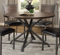 Industrial Style Round Dining Table 1Pc Burnished Brown Finish And Gray Metal Finish Rustic Style Dining Kitchen Furniture Brown Gray Seats 4 Dining Room Industrial,Rustic Round Metal