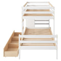 Twin Over Twin Loft Bunk Bed With Drawers And Ladder, Natural Twin Natural Pine