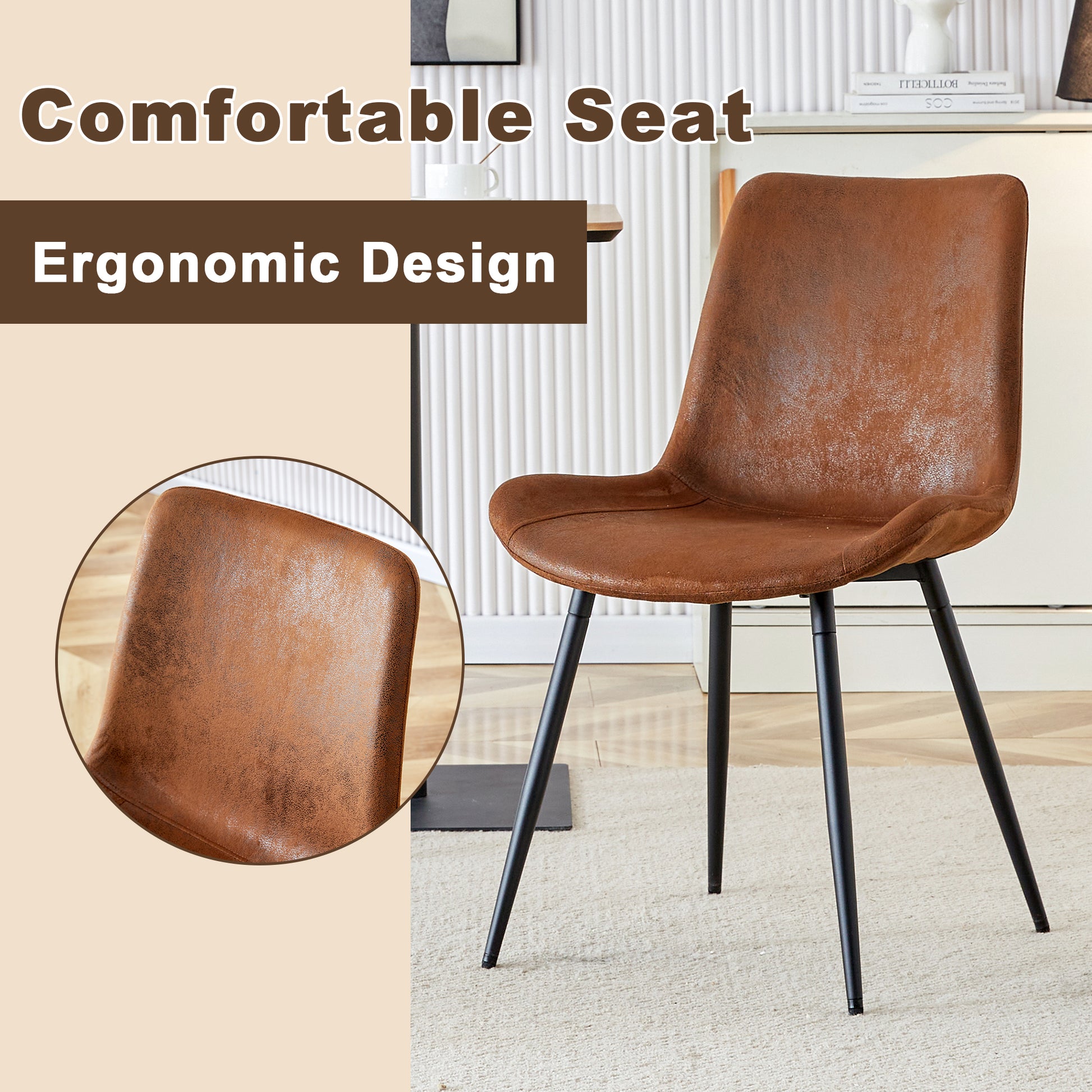Table And Chair Set. Modern Dining Table With Mdf Top And Beautiful Mdf Legs. Comes With Brown Comfortable Chair With Seat And Metal Legs. Suitable For A Wide Range Of Decorative Styles. Brown,Wood Seats 6 Mdf