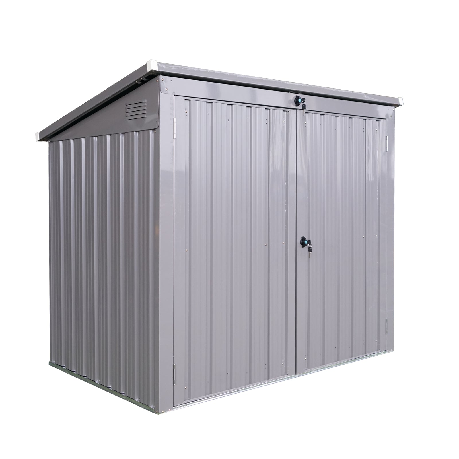 Garbage Bin Shed Stores 2 Trash Cans Metal Outdoor Bin Shed For Garbage Storage,Stainless Galvanized Steel, Bin Shed For Garden Yard Lawn Gray Gray Metal