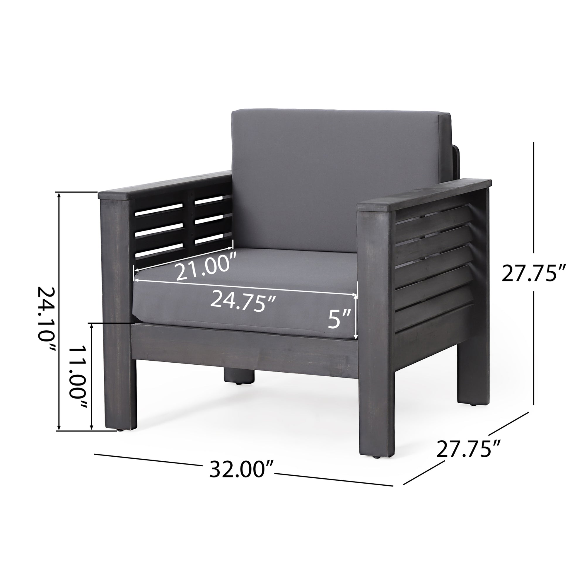 Acacia Wood Outdoor Loveseat And Coffee Table Set With Cushions, Dark Gray Yes Grey Seats 4 Sofa Seating Groups Foam Acacia Wood