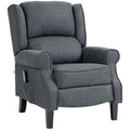 Homcom Vibrating Massage Recliner Chair For Living Room, Reclining Wingback Single Sofa With Heat, Linen Fabric Push Back Accent Chair With Footrest, Side Pocket, Charcoal Gray Charcoal Grey Linen
