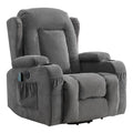 Power Lift Recliner Chair Recliners For Elderly With Heat And Massage Recliner Chair For Living Room With Infinite Position And Side Pocket,Usb Charge Port Grey Grey Power Push Button Soft Heavy Duty Cotton Wood Metal