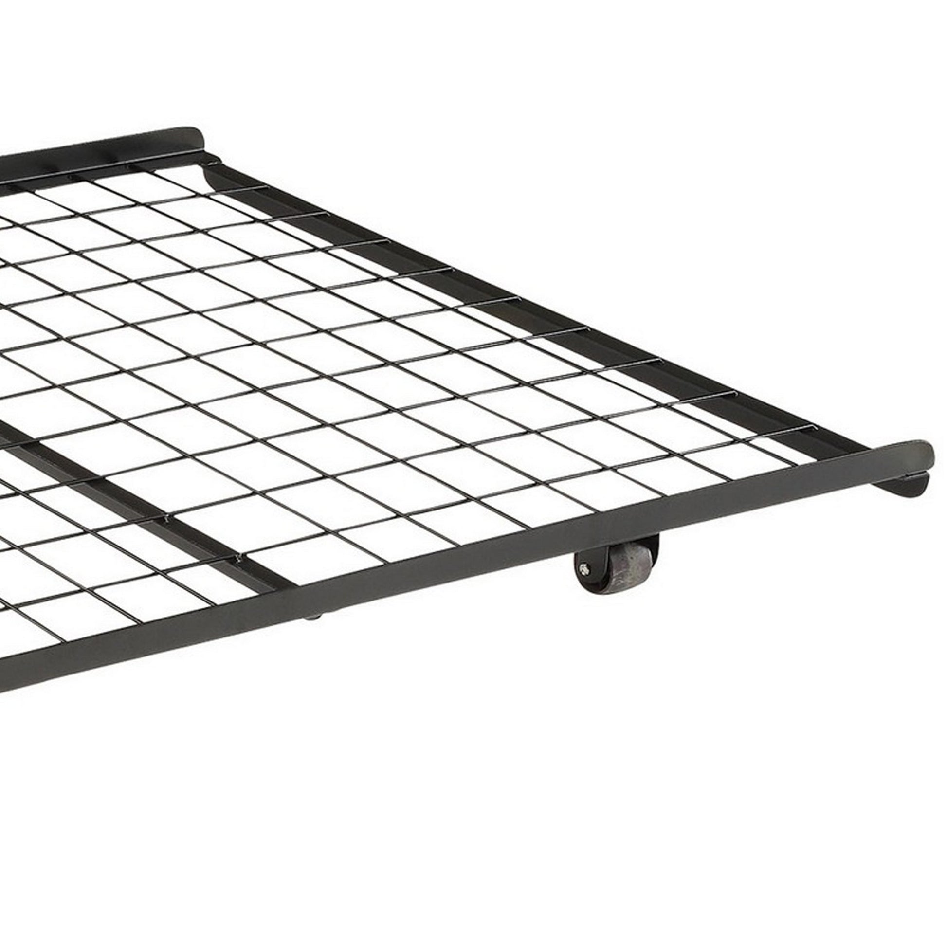 Twin Trundle Bed Frame, Rolling Caster Wheels, Sturdy Gridlike Frame, Black Twin Black Metal