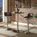 Retro Brown And Aluminum Pedestal Bar Table Brown Seats 2 Dining Room Round Leather Pedestal